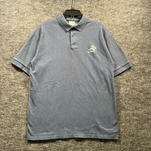 Cotton Deluxe by Anvil Hawaii Embroidered Polo Shirt Blue Mens Large